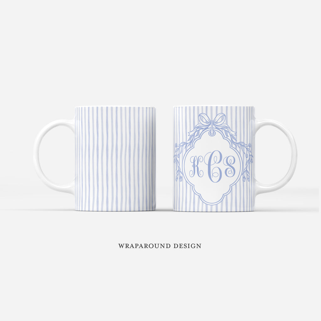 Custom Mug - Striped Crest Monogram
