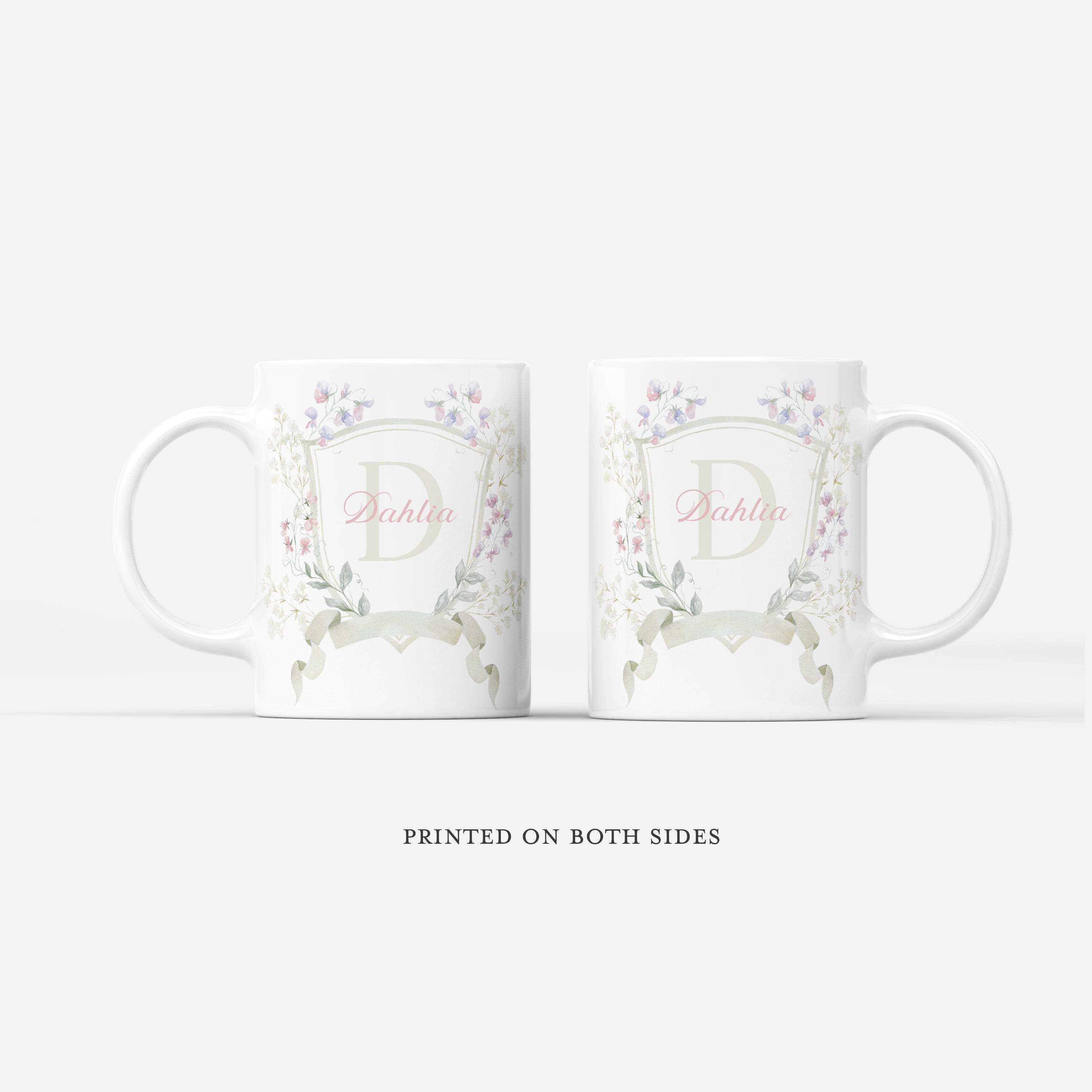 Custom Mug - Green Floral Crest