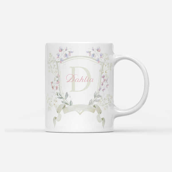 Custom Mug - Green Floral Crest