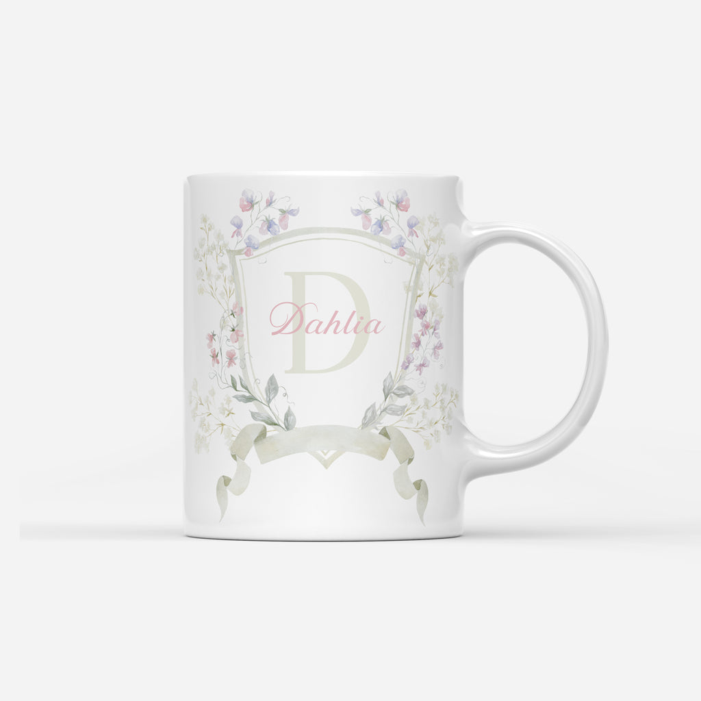 Custom Mug - Green Floral Crest
