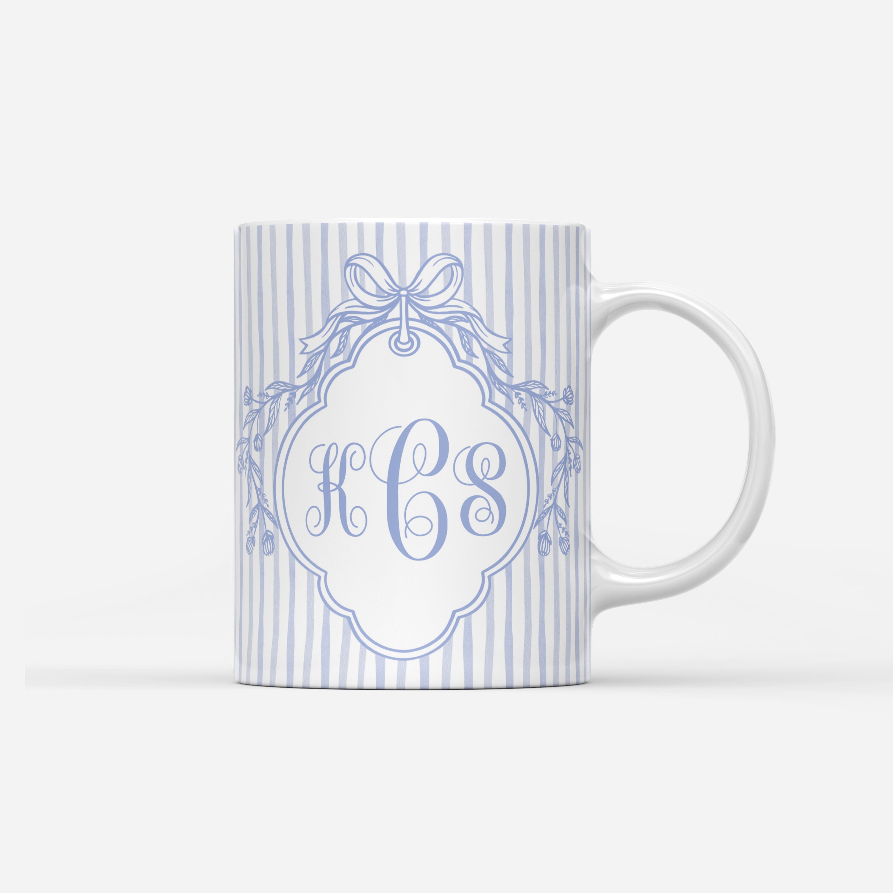 Custom Mug - Striped Crest Monogram